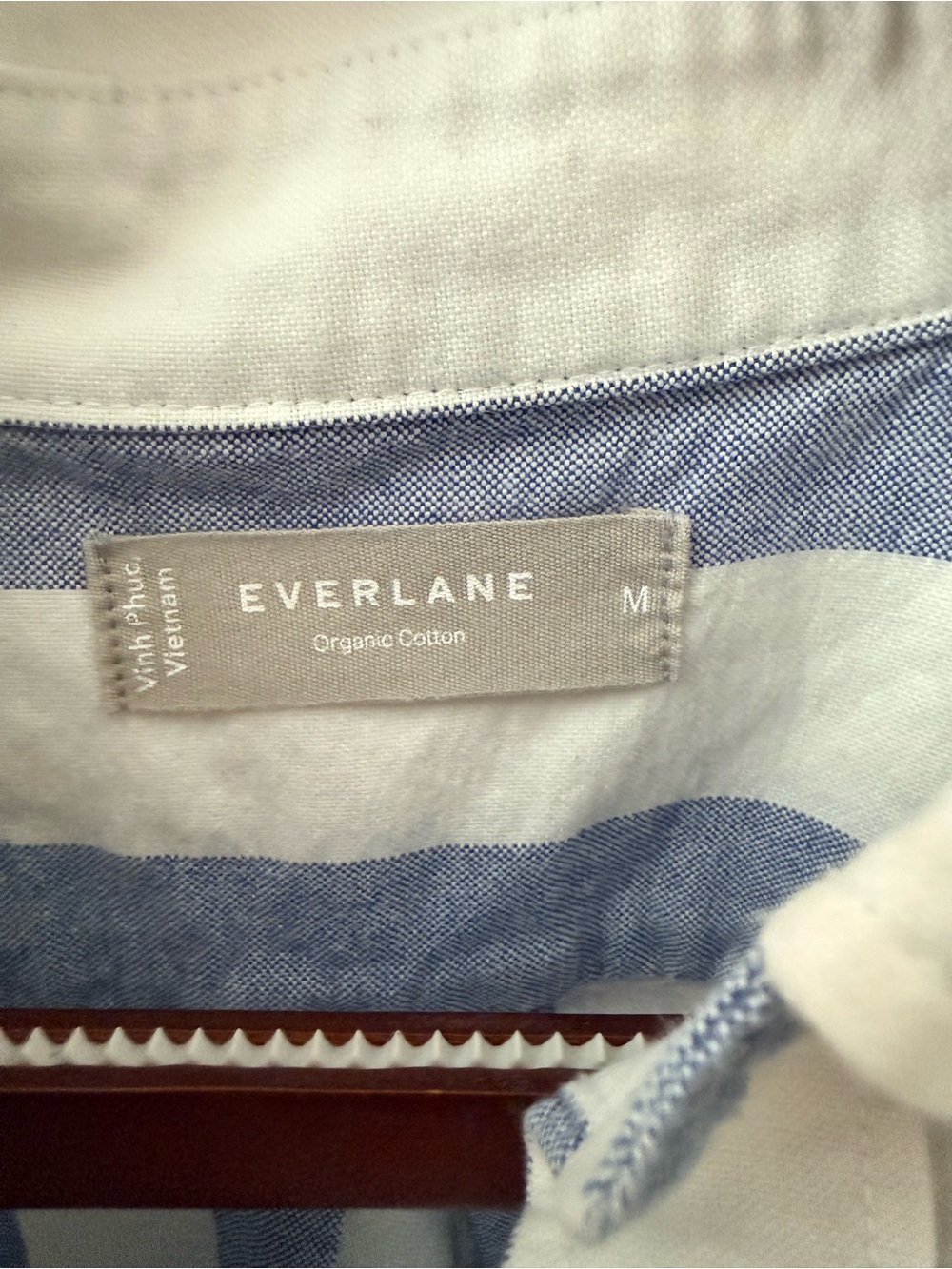 Everlane Women’s Organic Cotton Blue White Striped Shirt Size M - Picture 4 of 5